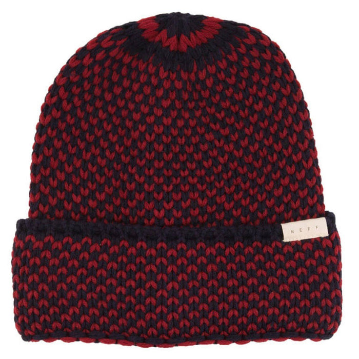 NEFF Women's Carrie Textured Acrylic Knit Fold Beanie Red One Size Fits Most New