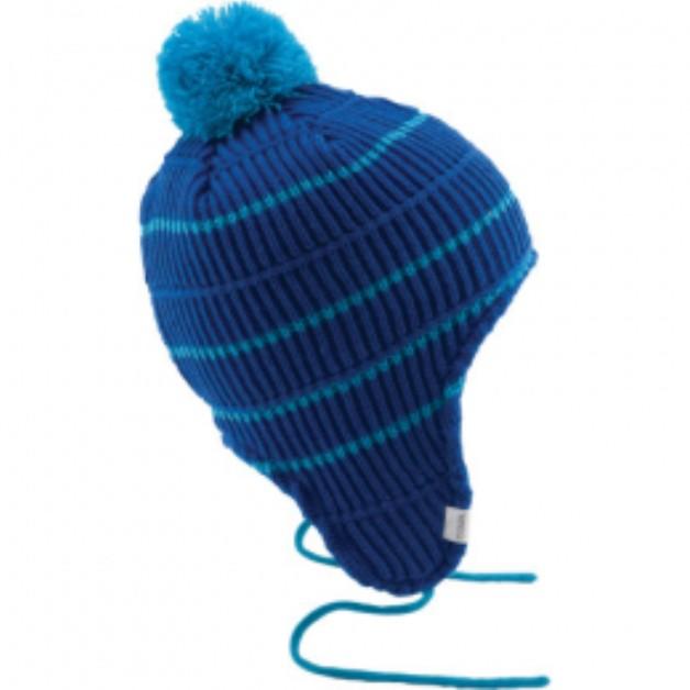 Coal The Clayton Ear Flap Pom Beanie, One Size Fits Most, Blue Stripe