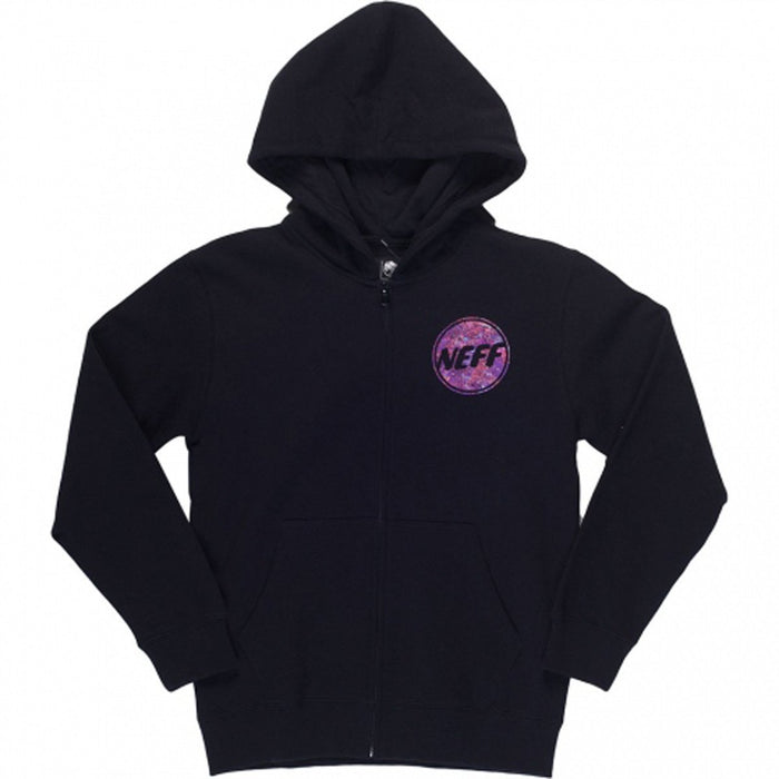 Neff Color Grime Full Zip Pullover Fleece Hoodie, Boy's Youth Medium, Black