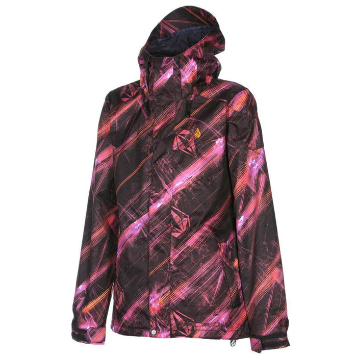 Volcom Cremini Shell Snowboard Jacket, Women's Small, Absent Stripe Black / Pink