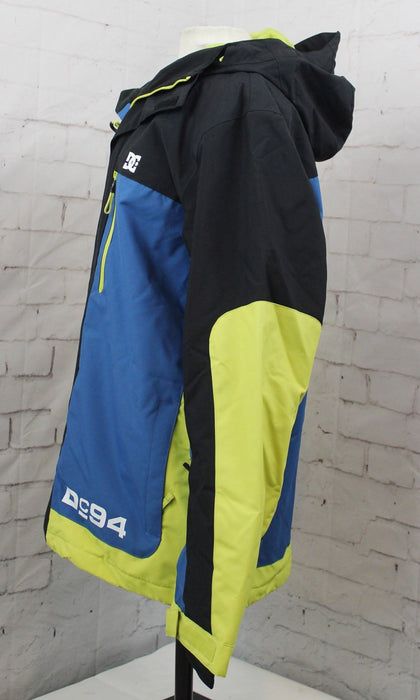 DC Men's Defiant Snowboard Jacket, Medium Black Blue Yellow New