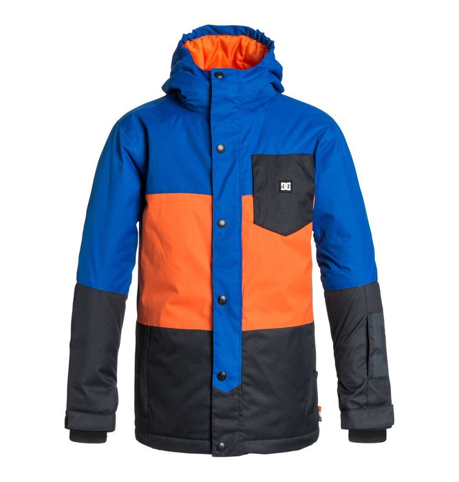 DC Defy Boys Youth Snowboard Jacket Medium Surf the Web Blue Orange Black New