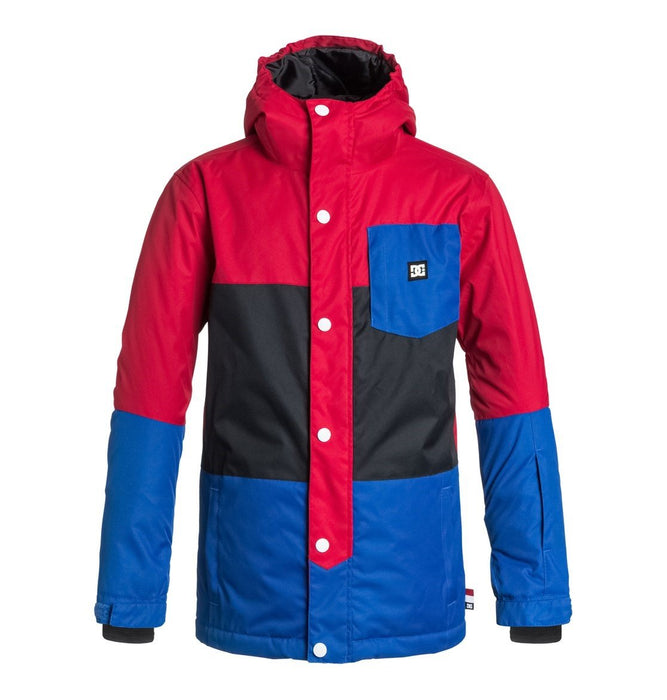 DC Defy Boys Youth Insulated Snowboard Jacket Medium Tango Red Black Blue New