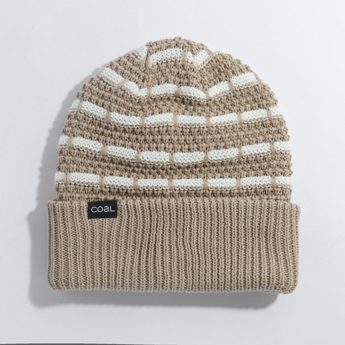 Coal The Fir Mid Length Organic Cotton Beanie Unisex OSFM Khaki Off White New