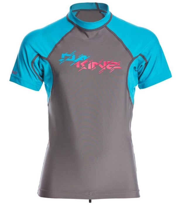 Dakine Girl's Youth Heavy Duty S/S Rashguard Swim T-Shirt Size 8 Gunmetal New