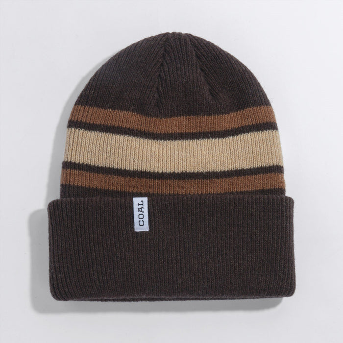 Coal The Haines Tall Length Wool Blend Beanie Unisex OSFM Brown Yellow New