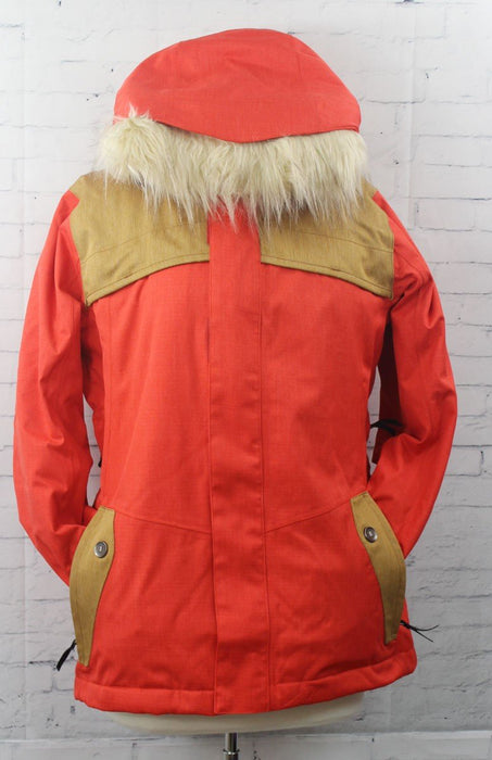 Bonfire Holladay Snow Jacket, Women's Medium, Cherry (Red) / Camel (Brown) New