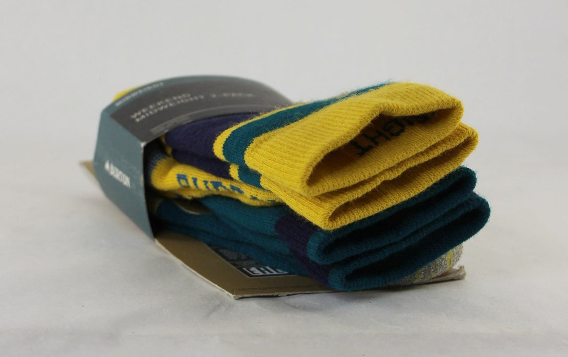 Burton Kid's Weekend Midweight 2-Pack Socks Youth M/L, Celestial Blue Yellow New