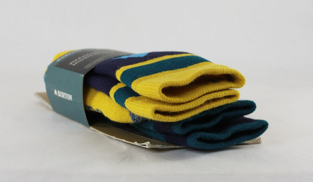 Burton Kid's Weekend Midweight 2-Pack Socks Youth S/M, Celestial Blue Yellow New