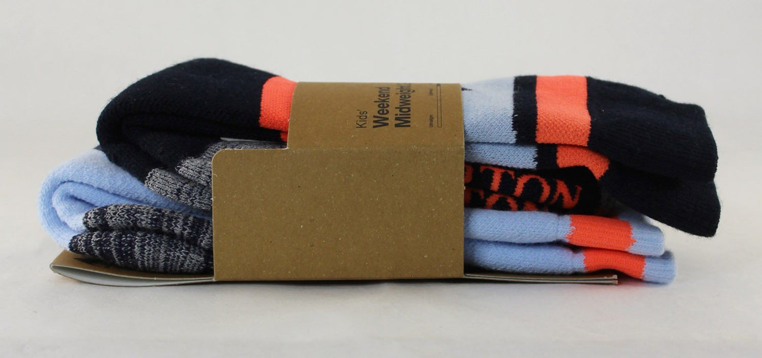 Burton Kid's Weekend Midweight 2-Pack Socks Youth M/L, Ballad Blue New