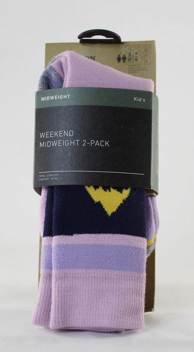 Burton Kid's Weekend Midweight 2-Pack Socks Youth S/M, Orchid Pink Violet New