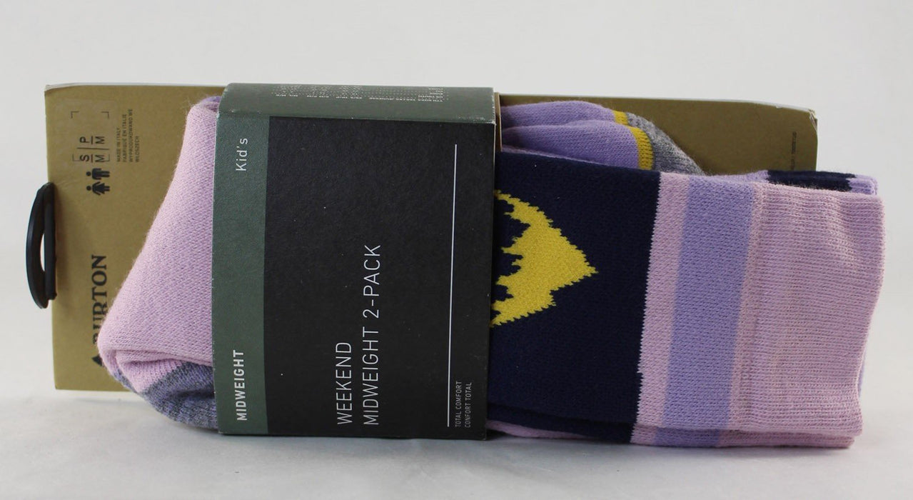Burton Kid's Weekend Midweight 2-Pack Socks Youth S/M, Orchid Pink Violet New