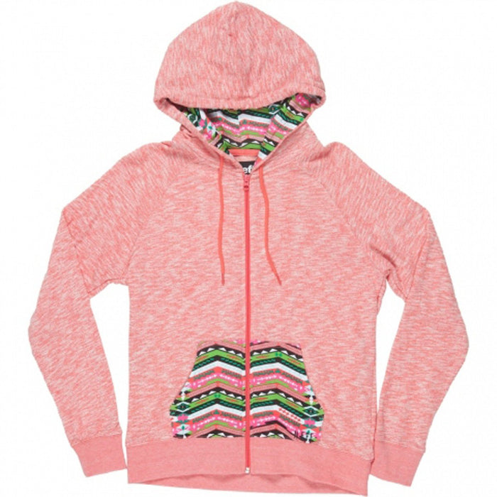 Neff Malibu Full Zip Hoodie, Women's Medium, Coral Heather Pink