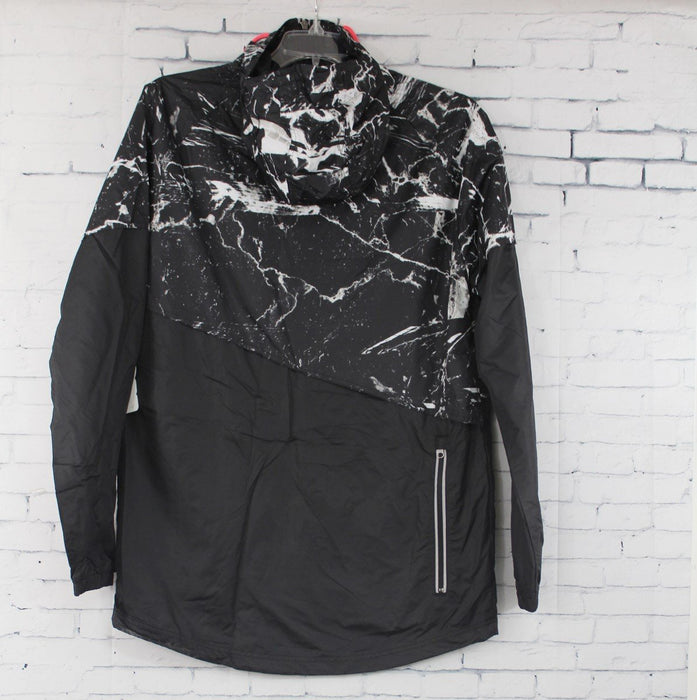 Neff Men's Marbled Full Zip Windbreaker Jacket Medium Black New