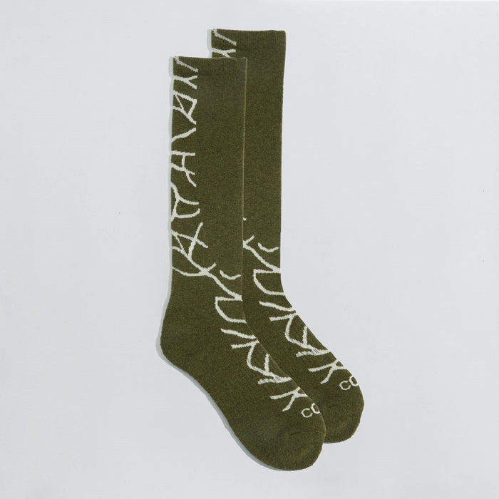 Coal Midweight Snow Socks, L/XL Men's 8.5-12.5 Women's 10-14, Olive Off White