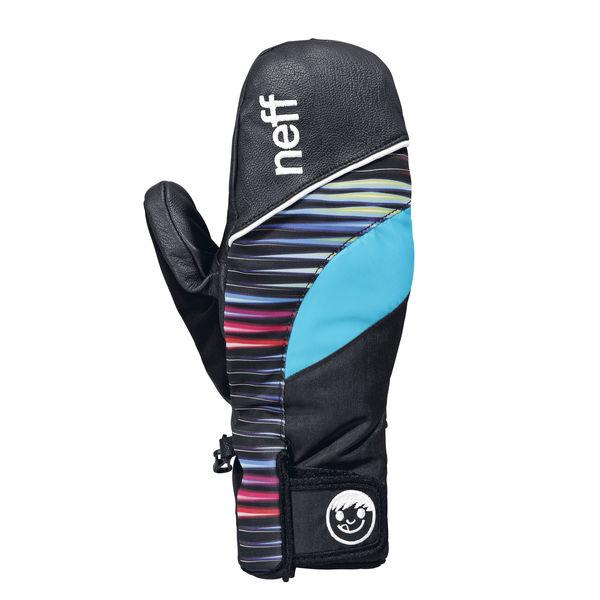 Neff Mittsy Snowboard Mitts, Women's Large, Black / Multi Colored New