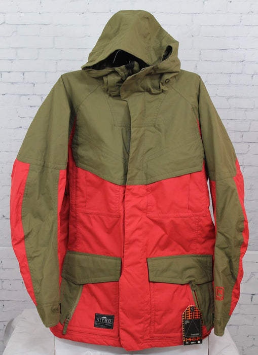 Nitro The Kill Snowboard Jacket, Men's Large, Dark Army Green / Red