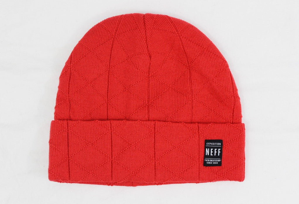 NEFF Quilt Acrylic Knit Fold Beanie One Size Fits Most Red New