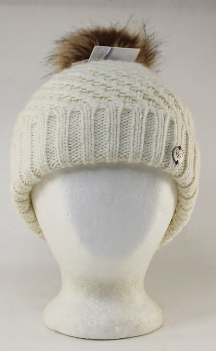 Roxy Blizzard Acrylic Pom Beanie Unisex OSFM Egret White New