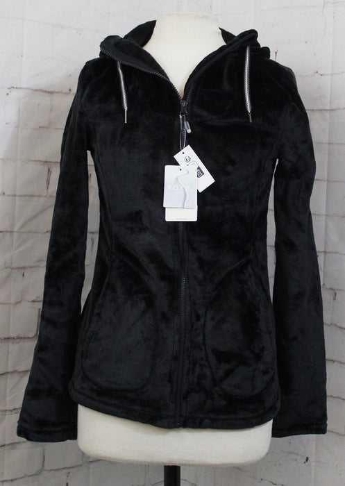 Roxy Tundra Full Zip-Up Fleece Sweater Hoodie, Women's Medium True Black New