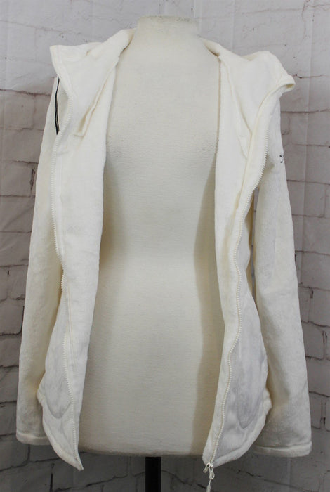 Roxy Tundra Full Zip-Up Fleece Sweater Hoodie, Womens XL Extra Large Egret White