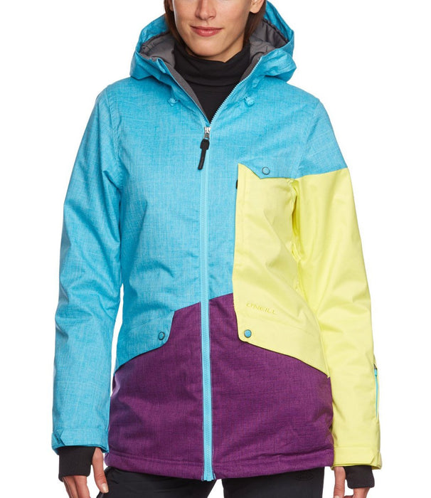 O'Neill Segment Insulated Snowboard Jacket Women's Medium Blue Yellow Purple