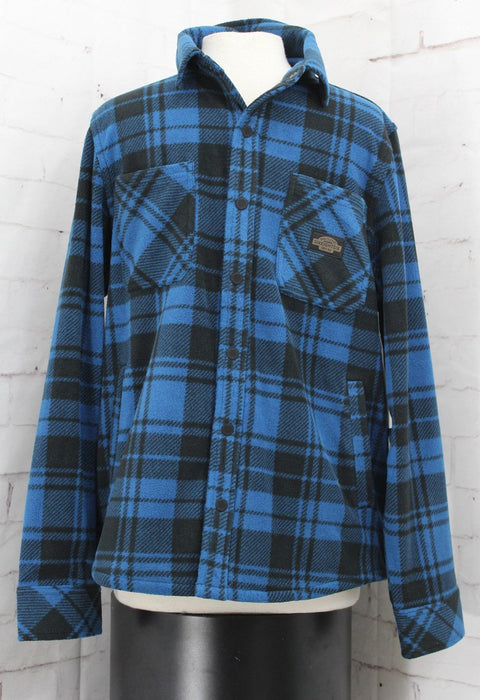 686 Sierra Fleece Button-Up Flannel, Men's Medium, Moroccan Blue Plaid New