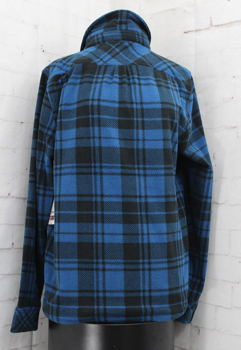 686 Sierra Fleece Button-Up Flannel, Men's Large, Moroccan Blue Plaid New