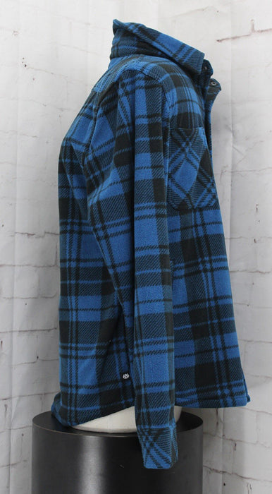 686 Sierra Fleece Button-Up Flannel, Men's Large, Moroccan Blue Plaid New