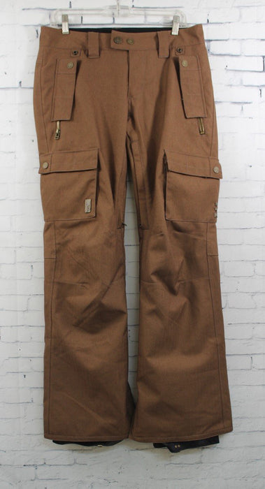 L1TA Sloan Snowboard Pants Women's Size Small Tobacco Brown Herringbone