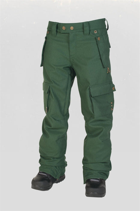 L1 Sloan Cargo Style Snowboard Pants Women's Small Pine Green Herringbone L1TA