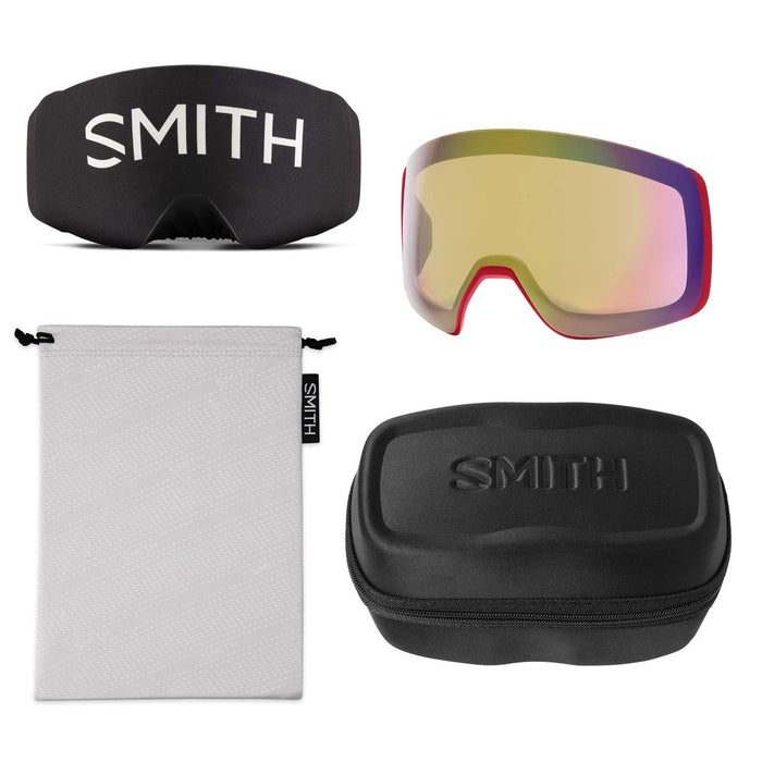 Smith 4D Mag Snow Goggles Crimson Frame, Chromapop Everyday Red Lens +Bonus New