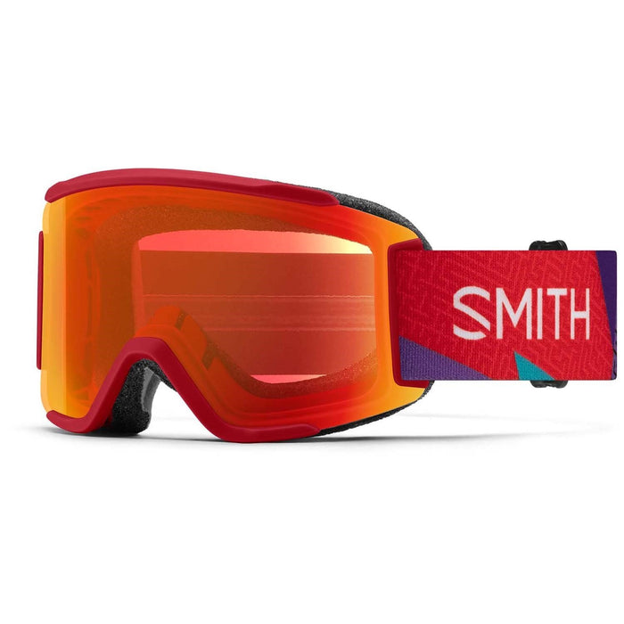 Smith Squad S Snow Goggles Crimson A-Maze-Zing, Everyday Red Mirror Lens + Bonus