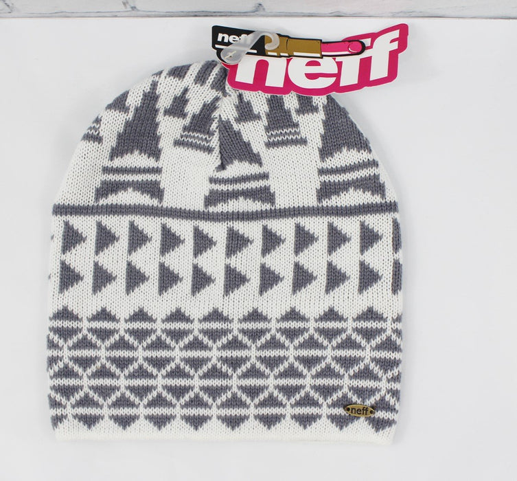 NEFF Women's Snyder Acrylic Jacquard Knit Beanie, Grey One Size Fits Most New