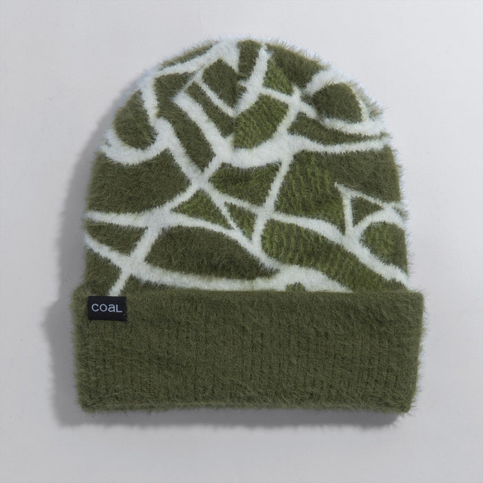 Coal The Solstice Fuzzy Nylon Beanie Unisex OSFM Olive Gridlock Pattern New