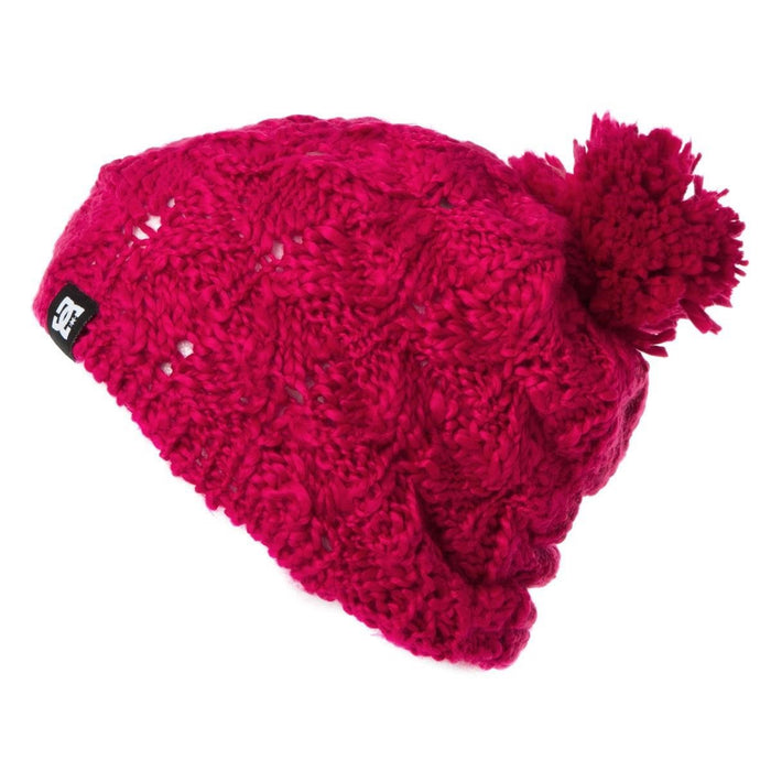 DC Tayce Pom Beanie, Women's One Size Fits Most, Bright Rose Red New