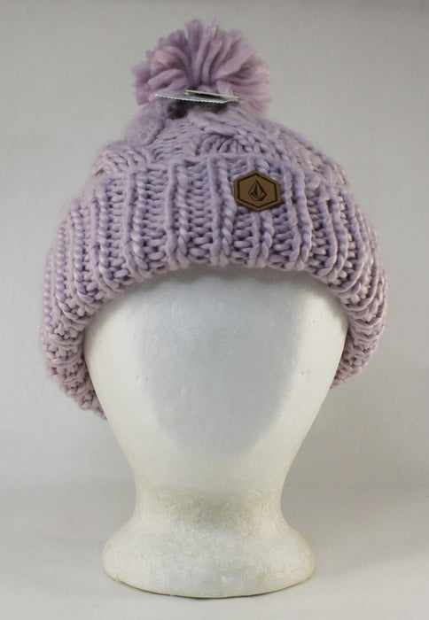 Volcom Hand Knit Acrylic Beanie, Women's OSFM, Calcite Lilac New