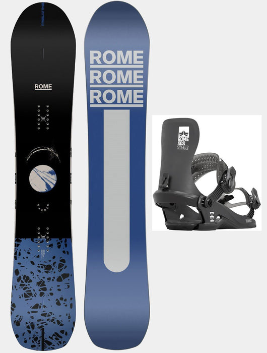 Rome Warden Men's Snowboard 155 cm with Trace Bindings M/L Black New 2025