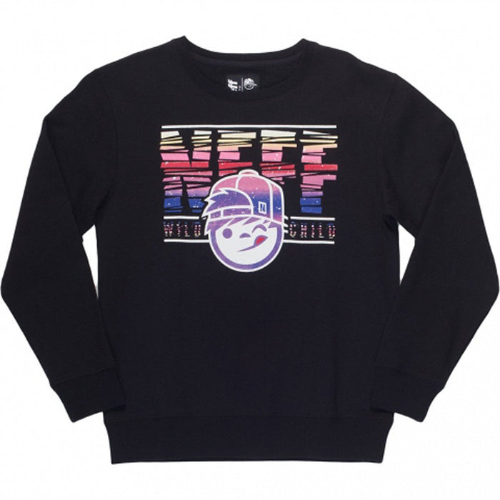 Neff Wild Kenni Crew Neck Pullover Sweatshirt Boys Youth Medium Black