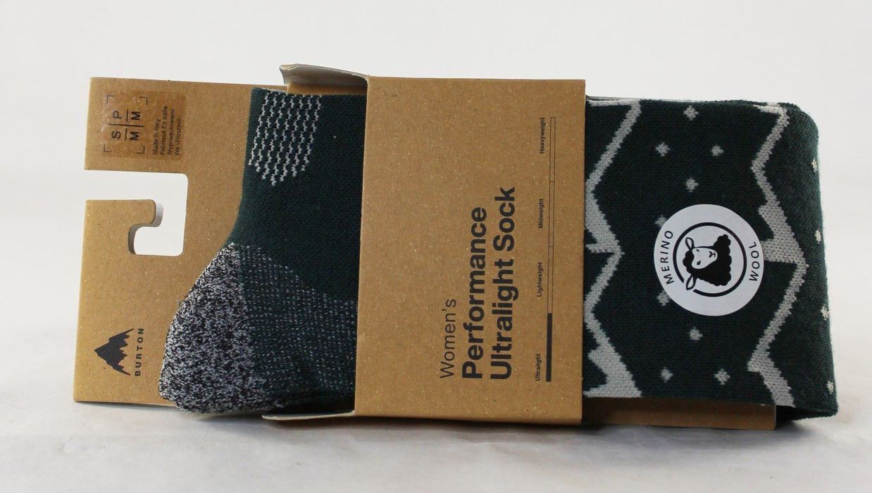 Burton Ultralight Performance Socks, Womens Small/Medium Mountain Stripe New