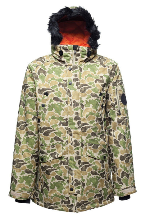 L1 Grimey Parka Insulated Snowboard Jacket Large Mens Duck Camo Removable Fur