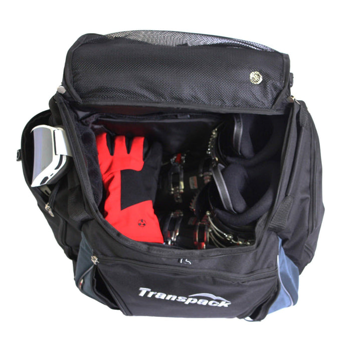 Transpack Heated Ski / Snowboard Boot and Gear Bag Backpack 45L Black and Ocean