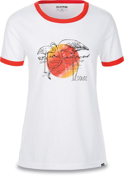 Dakine Women's Stevie Ringer Short Sleeve T-Shirt Tee Medium White / Tomato New
