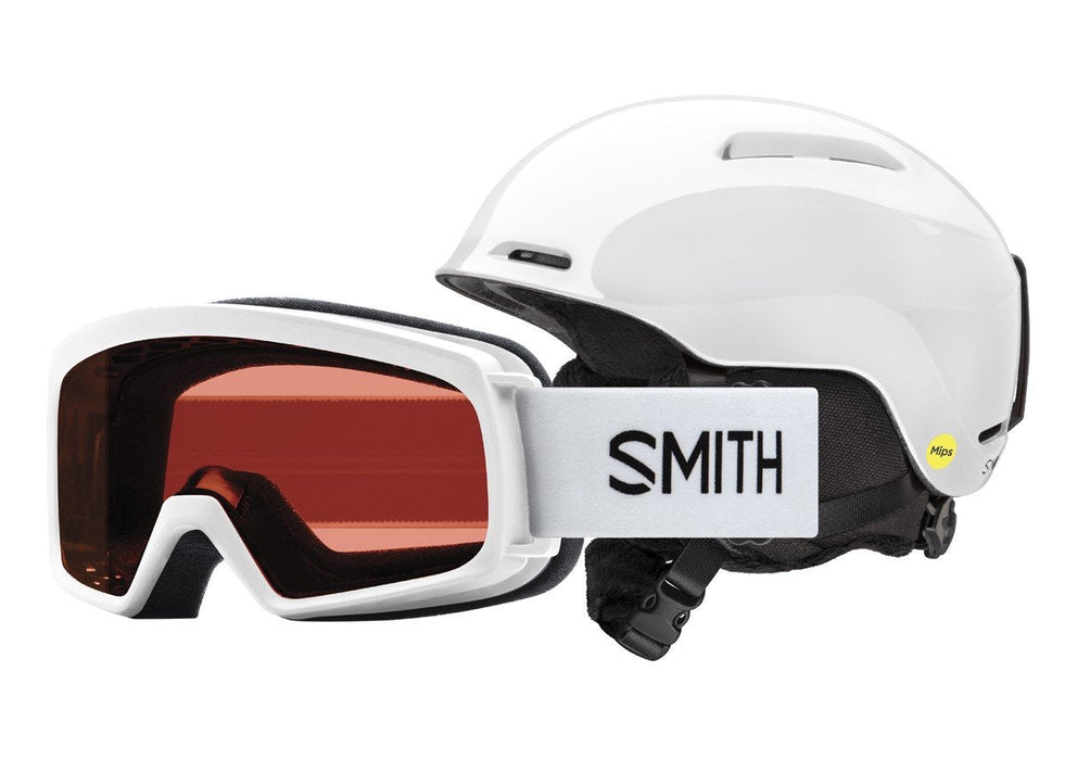 Smith Glide Jr MIPS Ski / Snowboard Helmet YXS 48-52cm White with Rascal Goggles