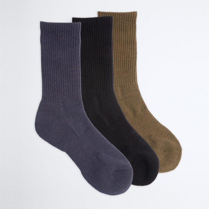 Coal Everyday Crew Socks, 3 Pack (3 Pairs), S/M 6-8, Solid Black, Olive, Navy