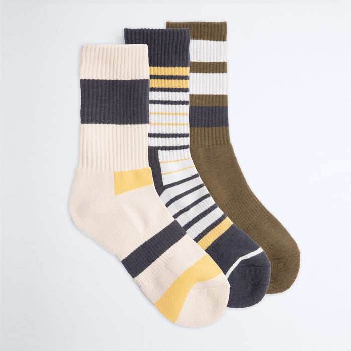 Coal Everyday Crew Socks, 3 Pack (3 Pairs), S/M 6-8, Multi / Stripe New