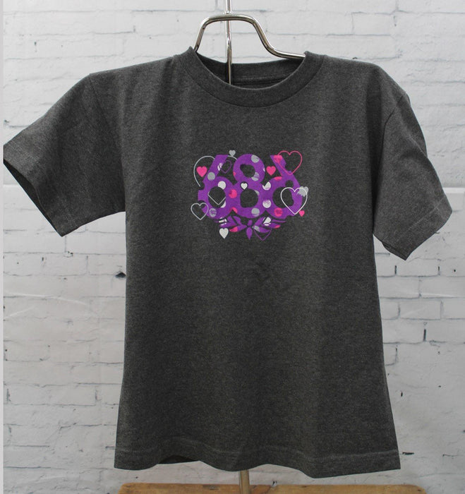 686 Faded Dots Short Sleeve T-Shirt, Girls Youth Medium, Charcoal Heather New