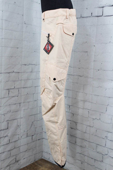 686 Mistress Insulated Cargo Snowboard Pants Women's Small, Bellini /Off White
