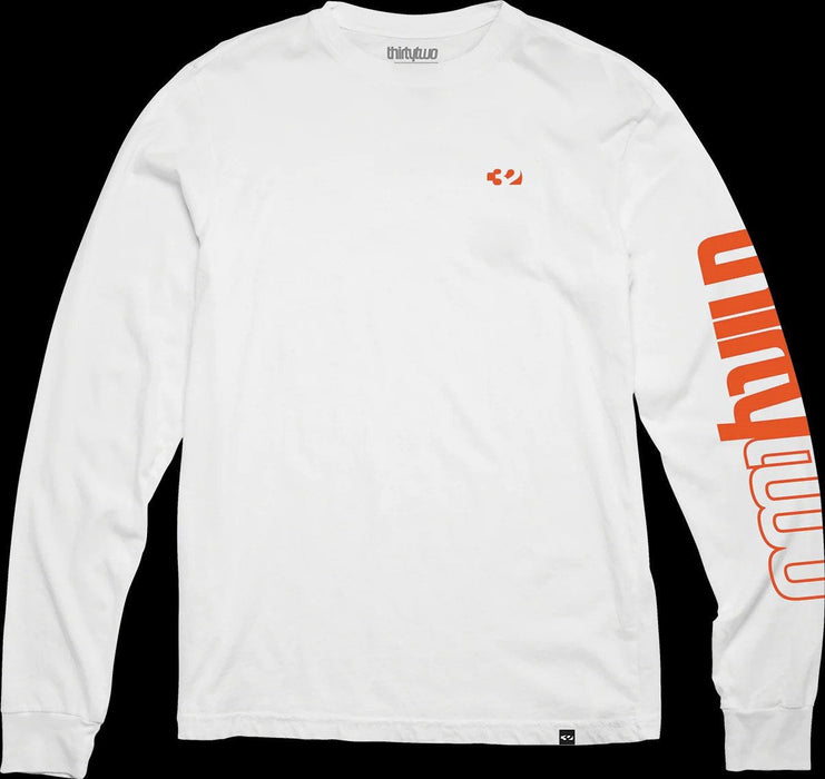 Thirtytwo 32 Long Sleeve L/S Cotton Tee Shirt Men's Medium White Orange New