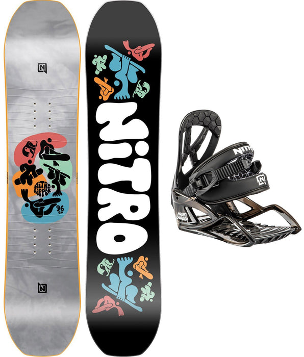 Nitro Ripper Boys Snowboard 96 cm with Micro Charger Bindings S/M Black New 2024